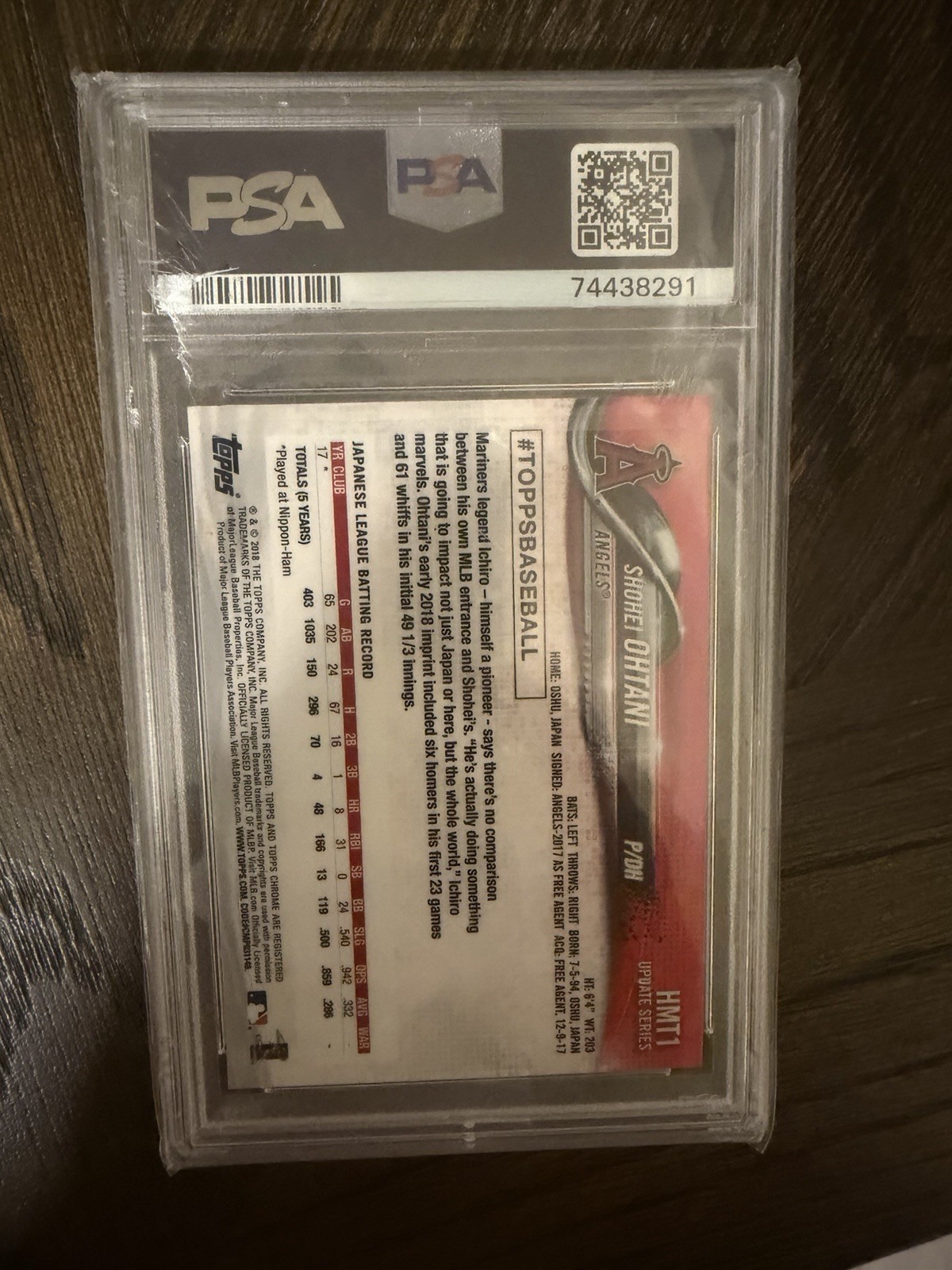 SHOHEI OHTANI TOPPS CHROME PSA 10 HMT1 ROOKIE ANGELS 2018 view 2