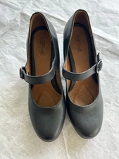 Eurosoft Sofft Black Leather Mary Jane Buckle High Heels Shoes Size 11 M