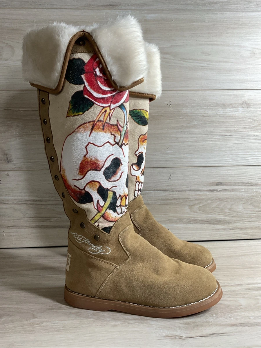 激レア DON ED HARDY エドハーディ ムートンロングブーツ 7 24cm位 s-l1200.jpg