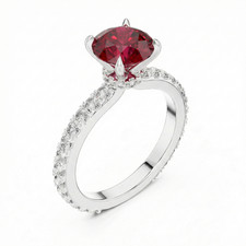 Anello Anniversario Diamante Rubino Rosso Naturale Certificato Mogok Argento 925