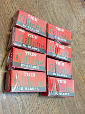 8 confezioni di lame per rasoio sottili Gillette sigillate NOS vintage anni 50 10 lame ciascuna USA