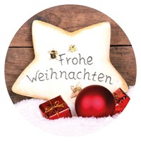 "Weihnachtsaufkleber Rund \"Frohe Weihnachten\" Stern 30 Mm 100 StüCk Auf Rolle"