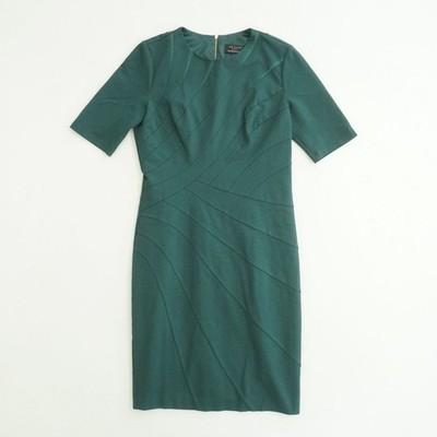 Ted Baker London Womens Corie Dress Silk Seamed Detail Green Sheath Lined Size 3