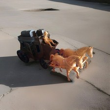 Vintage Processed Plastic Co Stage Coach with Horses USA 7665 With Driver HF