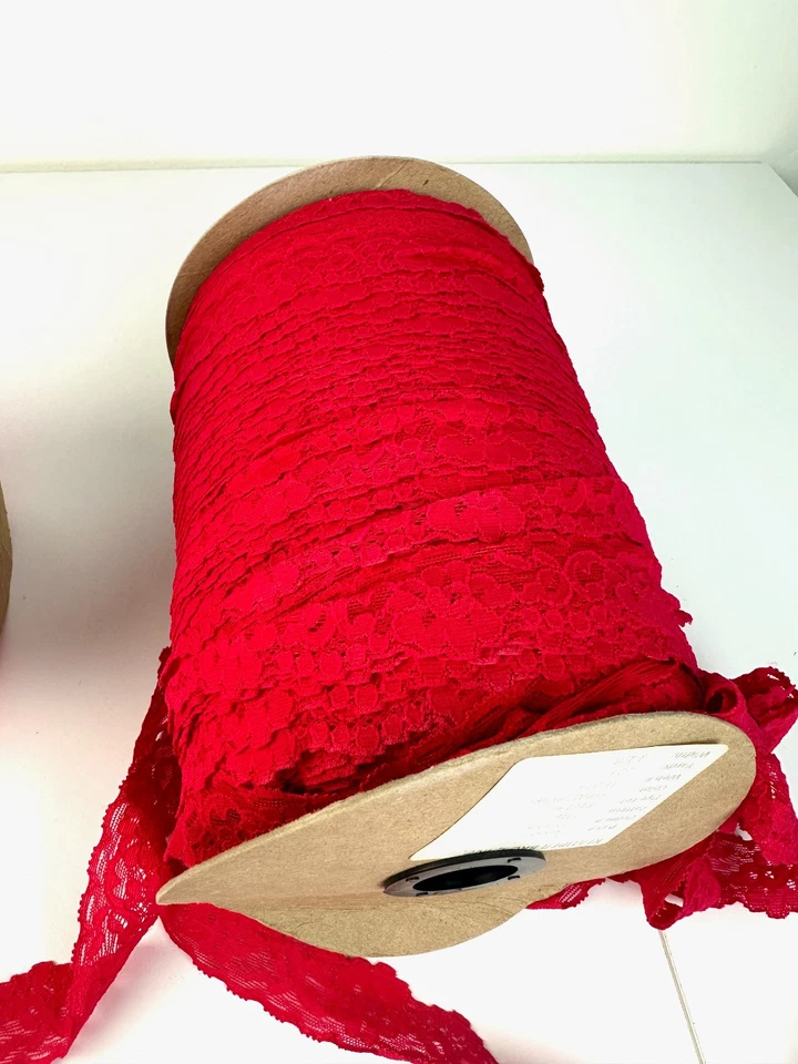 Lote de adornos de encaje elástico 1 1/8" W 400 YDs 2 carretes lencería de costura/Klauber Brothers Foto 4 de 4