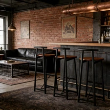 Bar Stool Set of 3 Counter Height Barstools Back Armless Dining Chairs Kitchen