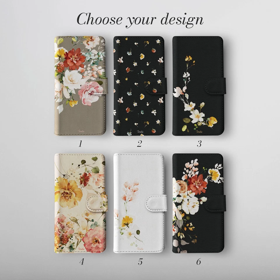 Funda Cartera Teléfono Personalizada para iPhone 16 16e 15 14 Pro Max Floral Jardín Foto 2 de 4