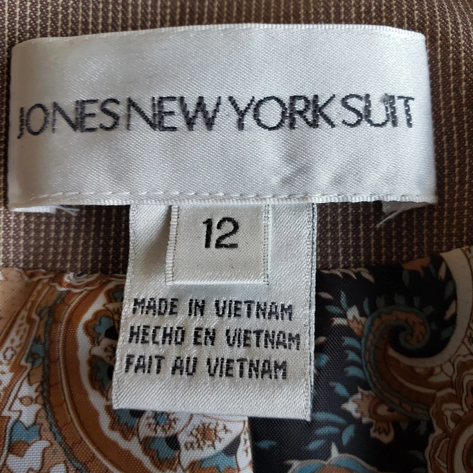 Jones New York Suit 12 A Line Skirt One Button Jacket Brown Cotton Blend Office  - Image 4 of 4
