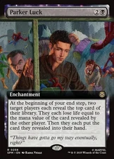 SPM Extended Art PARKER LUCK 1x Rare Magic Spider-Man MTG NM