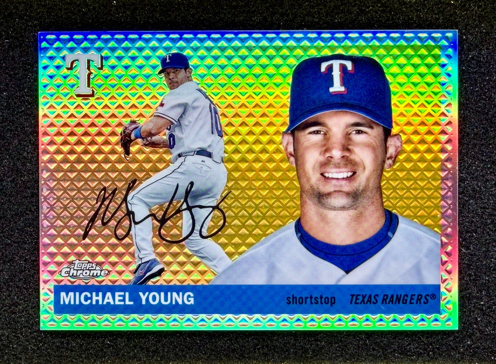 2025 Topps Chrome Platinum Michael Young DIAMOND ETCH REFRACTOR /55 Rangers