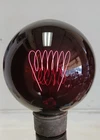Antique 1900s Coiled bright Red Filament Dark Purple Black Glass Globe Bulb
