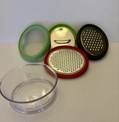 MARTHA STEWART Collection Plastic Measuring Cup Bowl w 3 Shred Slice Grater Lids
