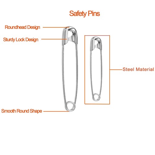 Safety Pins Bulk Craft Pins 28mm/1.1inch 1000pcs/Box Silver Metal Pins Steel ... - Picture 4 of 6