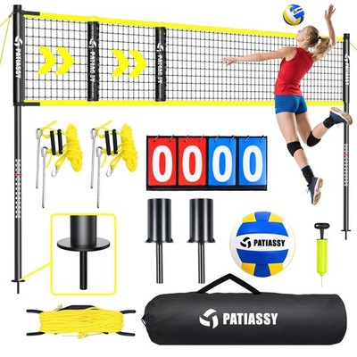 32FT Volleyball Net Set Portable for Beach Sports Adjustable w/ Bag, Scoreboard