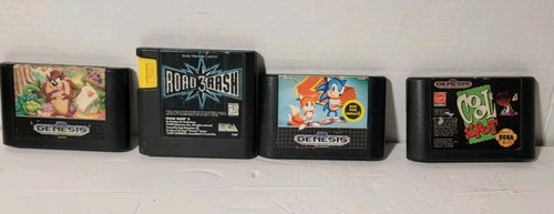 4 Stück Sega Genesis Spiele - Sonic, Cool Spot, Road Rash 3, Tasmanien