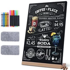Chalkboard Sign 8 x 12 Reusable Double Sided Wooden Base Stand Menu Sign