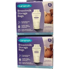 2 Pack Lansinoh Breastmilk Breast Pump Storage Bag - 20470 - 100ct Ea - 200 Tot