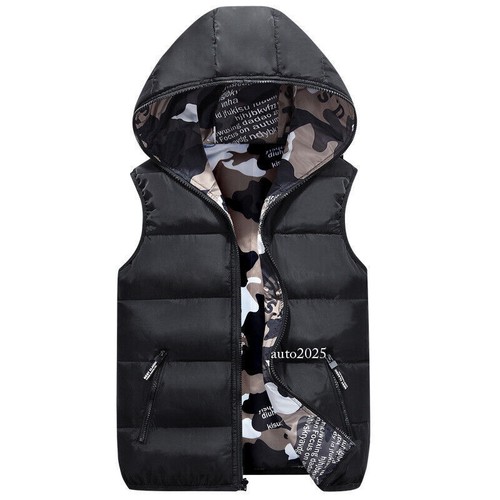 Adults Men Puffer Quilted Hooded Waistcoat Gilet Bubble Jacket Coat Tops Warm - Picture 24 of 30