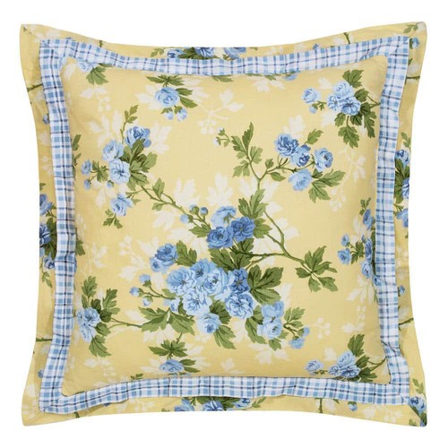 Laura Ashley Comforter Set Full/Queen Floral Reversible Cotton Yellow (7-Piece) - Picture 4 of 6
