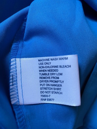 MENS STAFFORD PERFORMANCE SHIRT BLUE LONG SLEEVES BUTTON UP SZ 15 1/2 34-35 - Bild 9 von 9