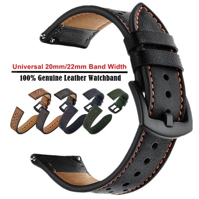 Universal Quick Fit 20mm 22mm Genuine Leather Wrist Watch Band Strap Bracelet