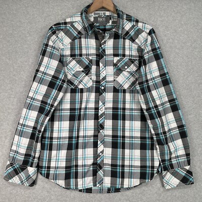 Buckle BKE Shirt Standard Fit M Pearl Snap Lightweight Plaid Western Button Up