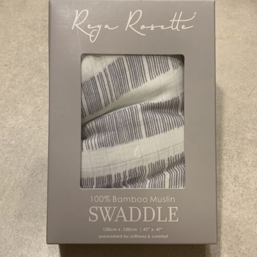 New Baby Swaddle Blanket Reya Rosette 47” X 47” Muslin Bamboo Wrap