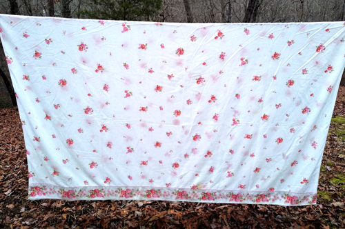 Vintage Fashion Manor Pink Floral Roses Queen Flat Sheet JC Penney Muslin - Picture 2 of 16