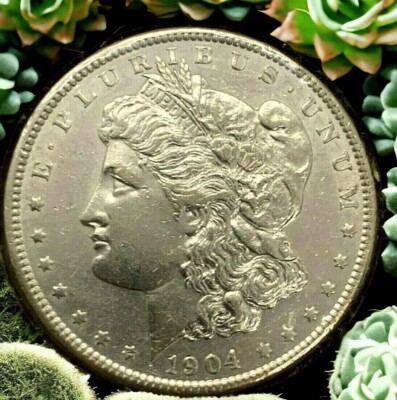 1904-P Morgan Silver Dollar Rare Date Clean Cheek Deep Shine UNC/AU #C641 