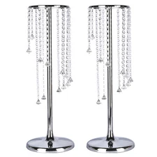 2 Pieces Crystal Flower Vase Metal Flowers Stand Fits Party Weddings Decoration