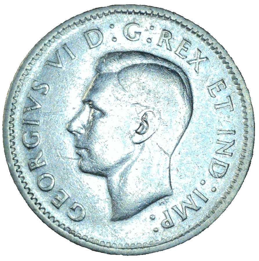 1947 Canada 80% Silver 10 Cents Circulated Dime With Maple Leaf