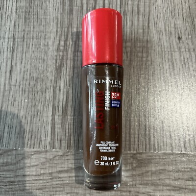 Rimmel langlebige Oberfläche volle Abdeckung 25 Stunden LSF 20 Foundation 700 Ebenholz neu versiegelt