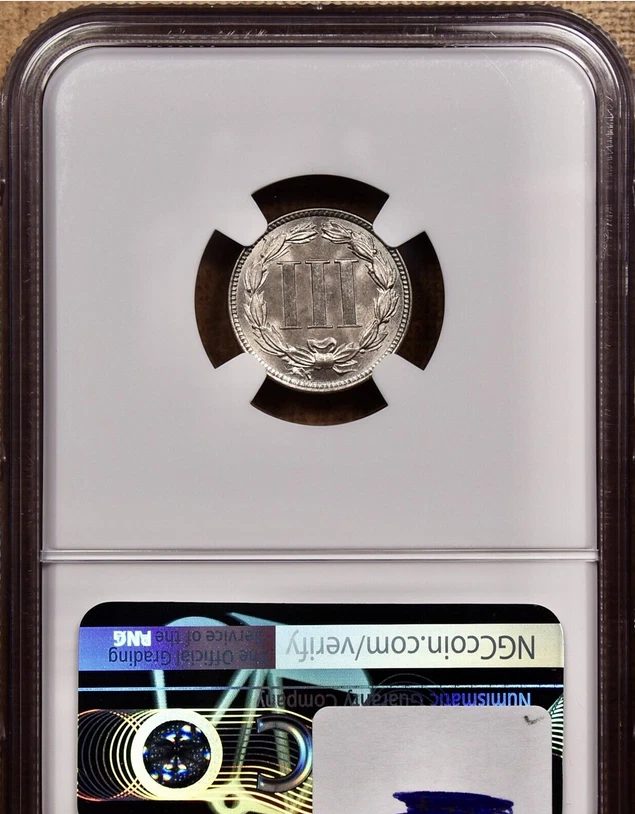 :1880 3CN THREE CENT NICKEL FLASHY NGC MS65 RARE R5 44/48 LOW POP HIGHEST GRADES - Image 2 of 4