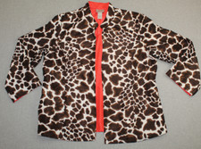 Chico's Women's Jacket Size 2 Open Front Animal Print Mock Neck Lightweight