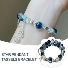 -Star Pendant Tassels Bracelet Trend Sweet Crystal Beaded Bracelet For Girls