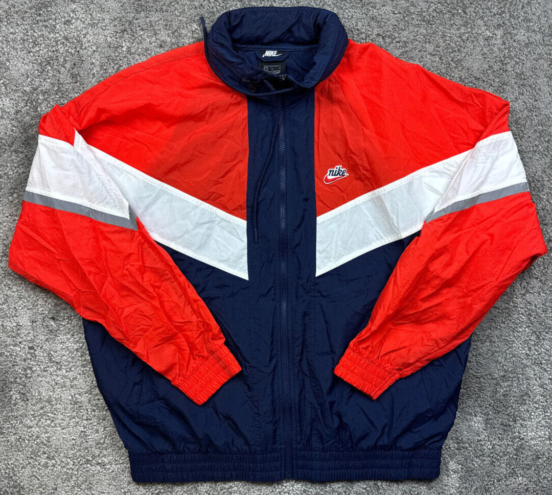 Nike Jacket Adult Large Nylon Blue Red White Colorblock Windbreaker Retro  Style