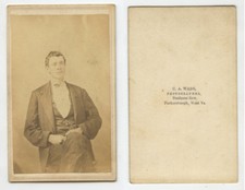 MAN, NICE SUIT + TIE, CDV STUDIO PORTRAIT BY WADE, PARKERSBURGH, W VA