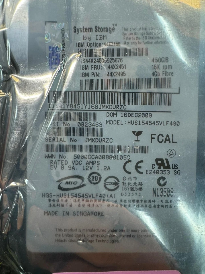 IBM 44X2451 44X2450 44X2495 1S44X2450 450Gb 15K 4Gb/s Fibre Channel 3.5" HDD - Image 2 of 4