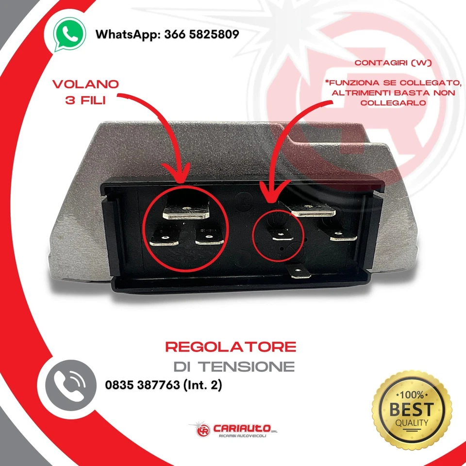 Regolatore Di Tensione SAPRISA Trattori Lombardini Ruggerini 12V 6 Pin + Pin W - Immagine 2 di 4