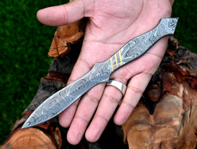 Custom Made Hand Forged Damascus Steel Full Tang Hunting Boot Knife 2843