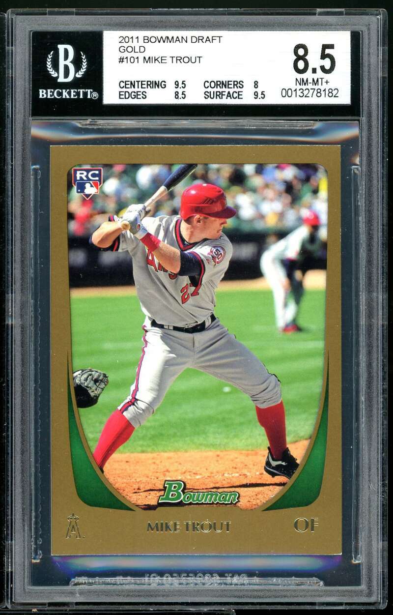 Mike Trout Rookie Card 2011 Bowman Draft Gold #101 BGS 8.5 (9.5 8 8.5 9.5)