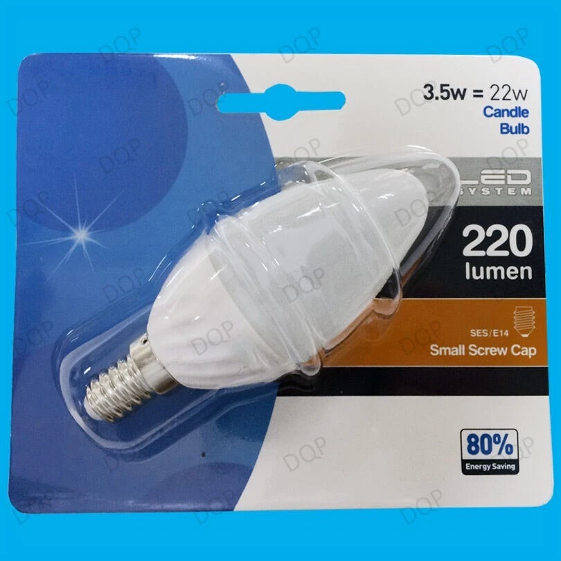 2x 3.5W (=22W) LED Chandelier Candle Light Bulb, SES, E14, Small Screw Lamp - Image 3 of 3
