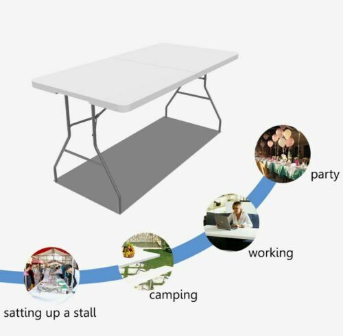 5 Fuß Klapptisch Schwerer Bock Camping Party Picknick BBQ Garten Innen & Abdeckung - Bild 4 von 15