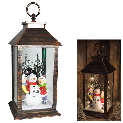Weihnachten Schneemann 30 cm Laterne beleuchtet batteriebetrieben Dekoration