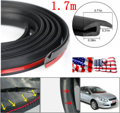 1X Black Car Seal Under Front Windshield Panel Sealed Trim Moulding Strip Rubber
