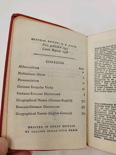 2 Collins Gem Pocket Dictionary 1963 Italian-English 1958 German-English - Picture 7 of 14