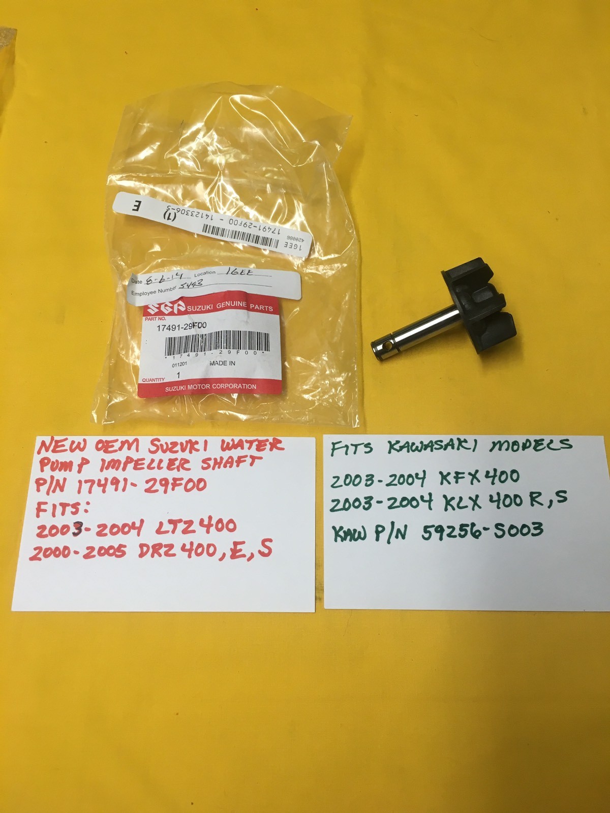 OEM SUZUKI Water Pump Impeller Shaft LTZ400,DRZ400,E,S, (17491-29F00)