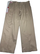 NEW Haggar Relaxed Fit Work To Weekend Pro Trousers Khaki Pants Size W42 L32