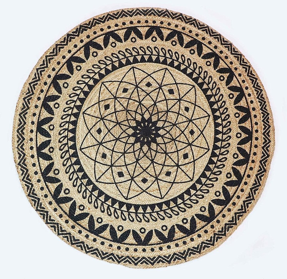 Hand Woven Round Jute Area Rugs / Carpets for Living Room -90cm approx ...