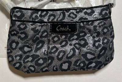 Coach Ocelot Leopard Black & Silver Metallic Crossbody Shoulder Bag F46190 NEW